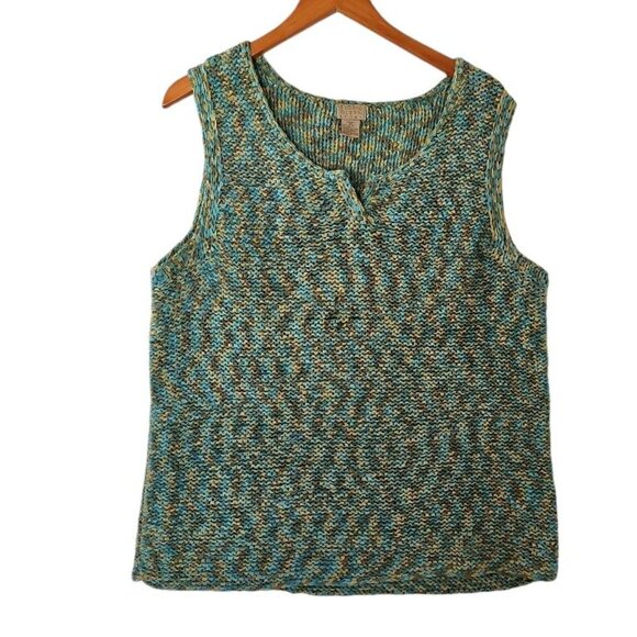Sigrid Olsen Sweater Green Blue Loose Knit Sleeveless Plus size 1X‎ Sport - Picture 3 of 12
